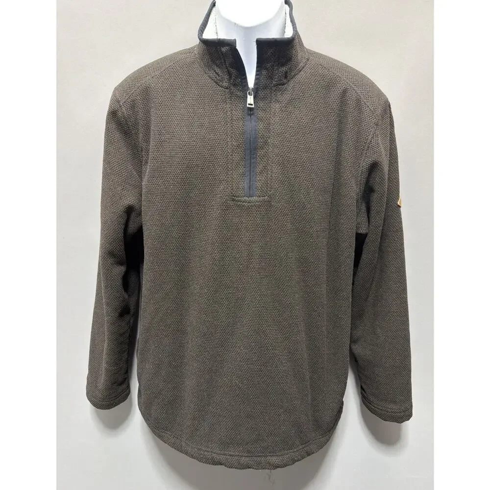 Orvis Quarter Zip Sherpa Lined Pullover Sweater Jacket Men's M Brown